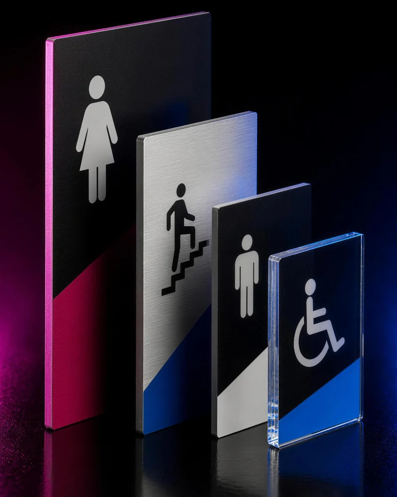 Placas de sinalização instaladas em área externa