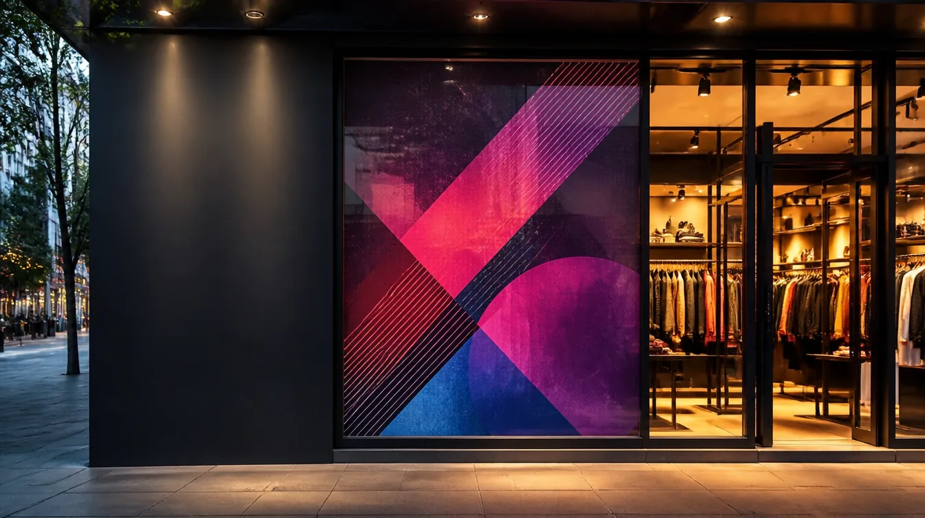 Vitrine de loja com adesivo impresso de campanha aplicado no vidro