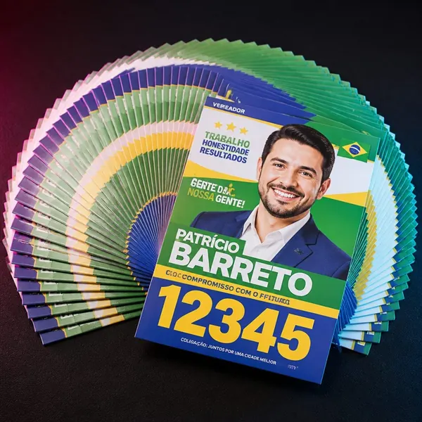 Leque de santinhos de campanha eleitoral impressos